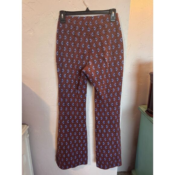 by Anthropologie Joni Printed Flare Leg Stretch Pants Bell Bottom Small - Picture 6 of 8
